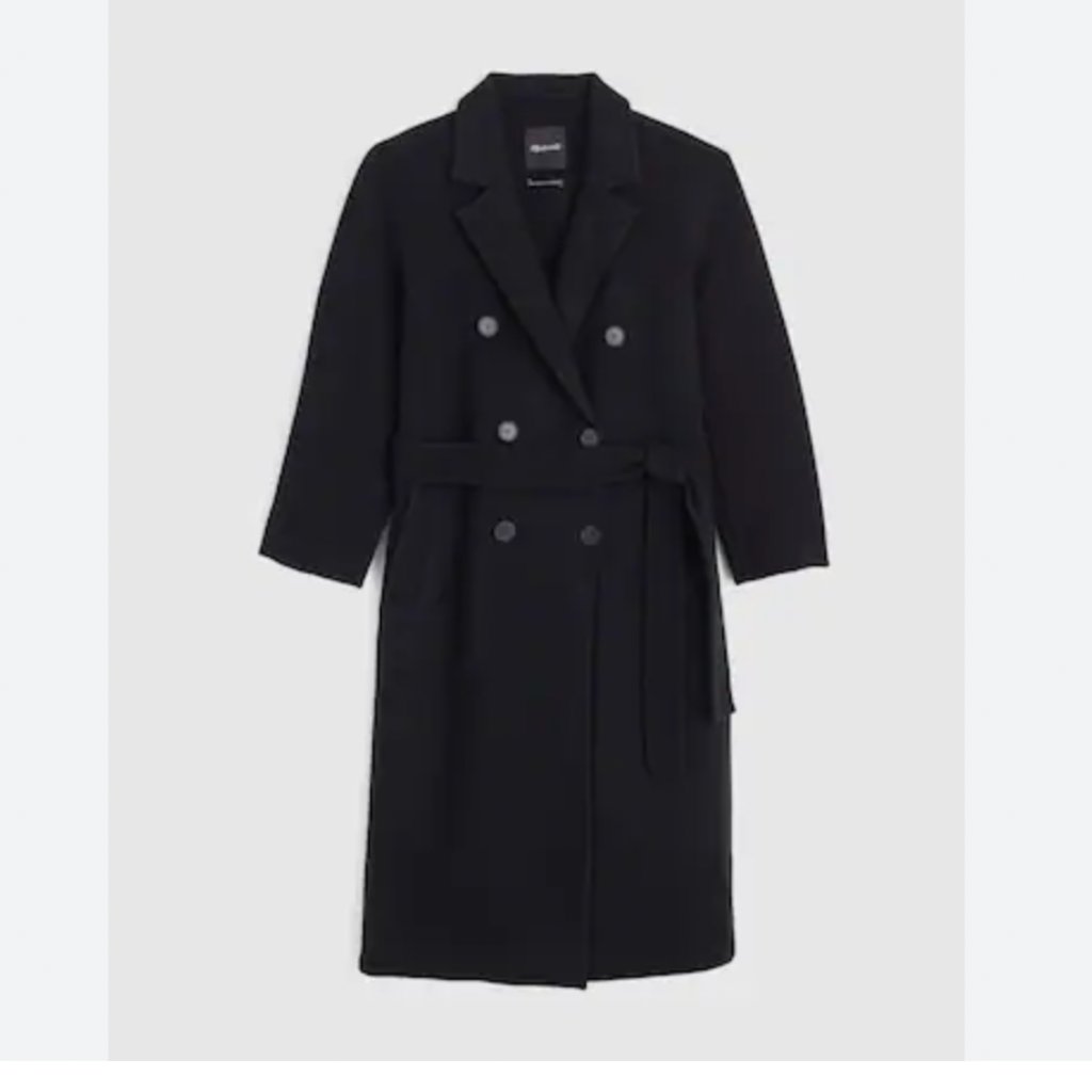 Nwt Madewell Double-Faced Brushed Long Coat Black Sz Small